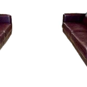 1 LOT de 2 canapés cuir (1 de 3 places & 1 de 2 places)
