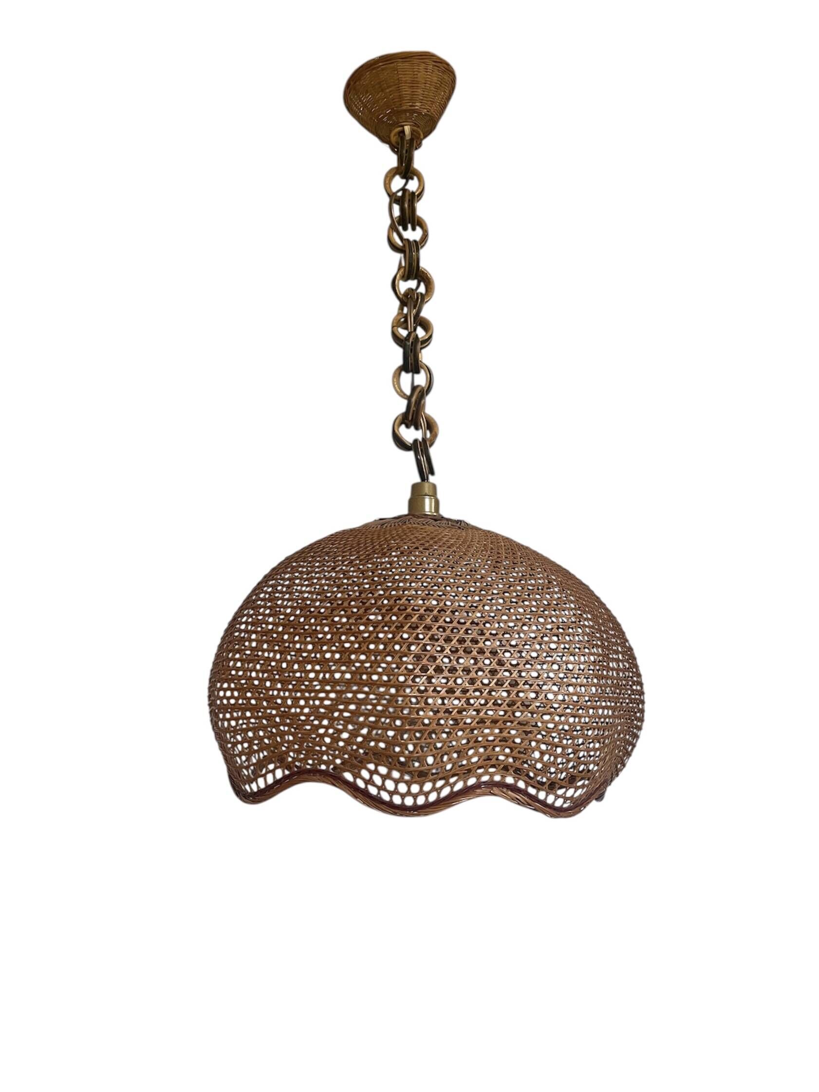 Suspension en cannage de rotin vintage