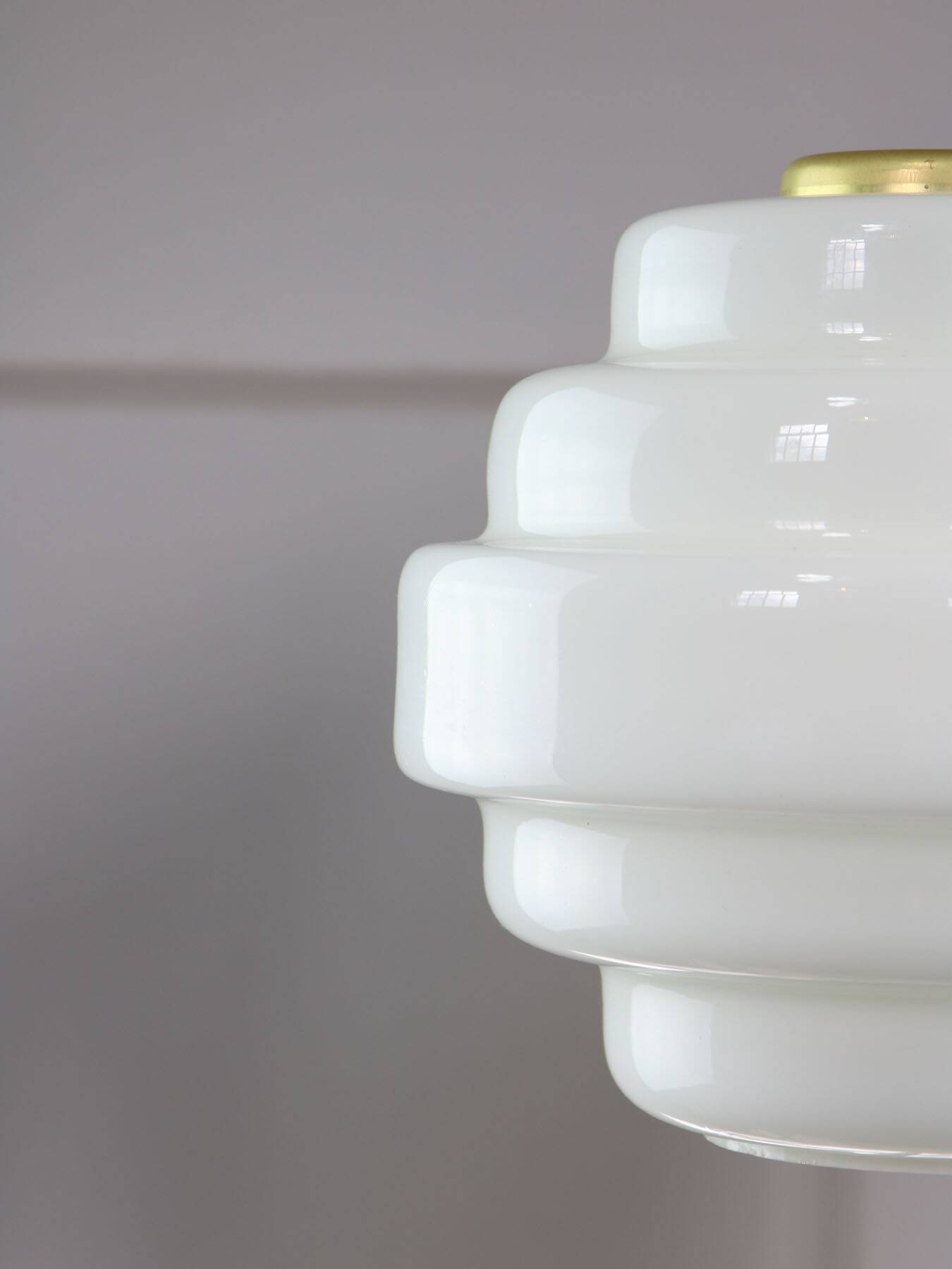 Mid-Century Italian Brass and Opaline Glass Pendant Lamp