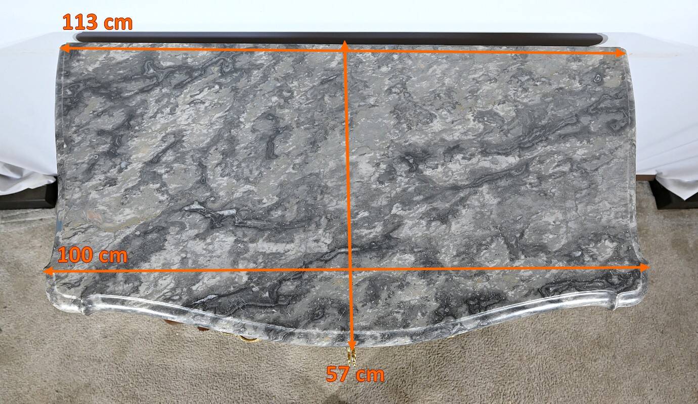 Sauteuse chest of drawers in solid mahogany, Louis XV style – Late 19th century