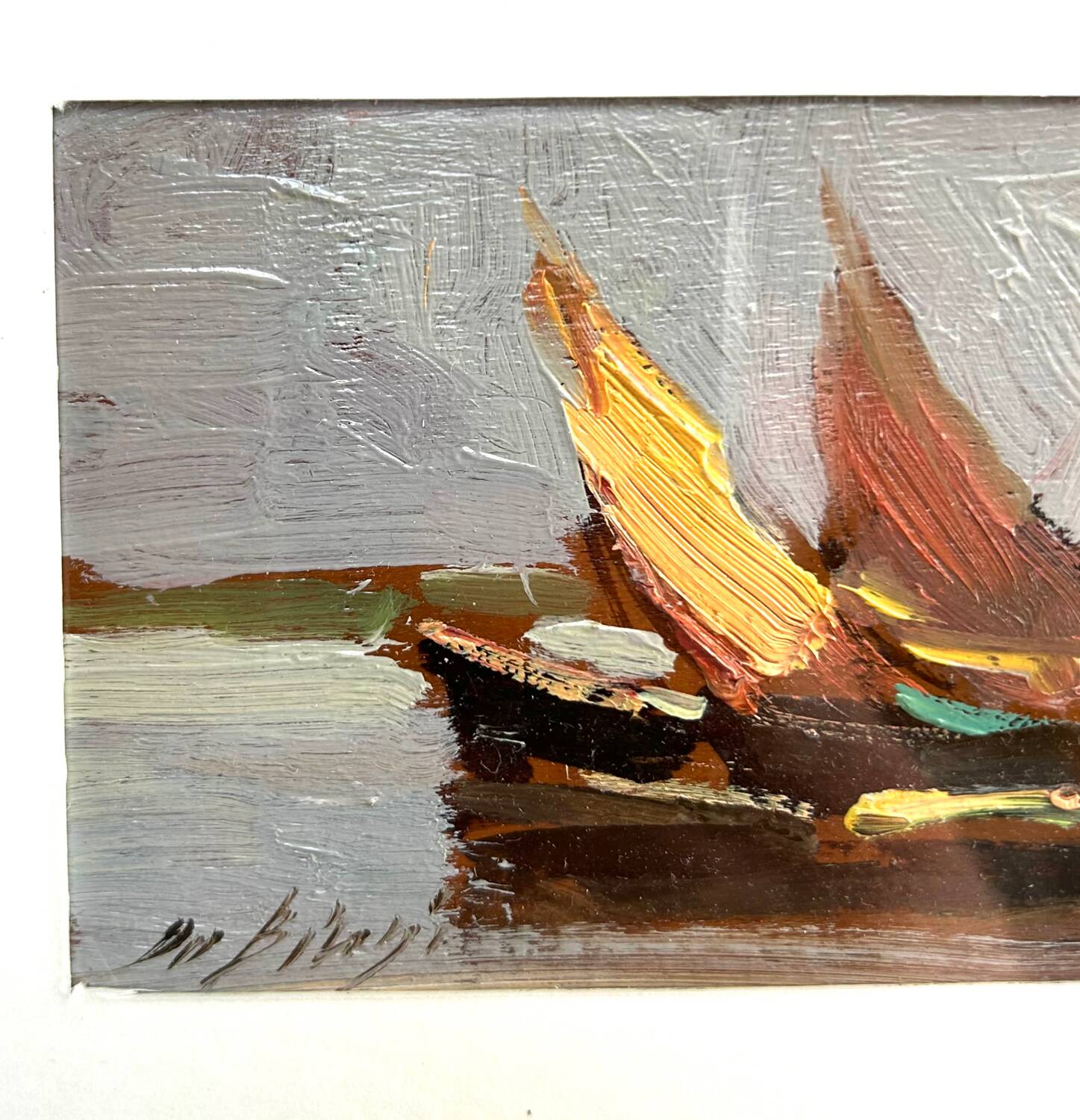 Marina Italian, oil on panel, Gm Bilargi, 20th century