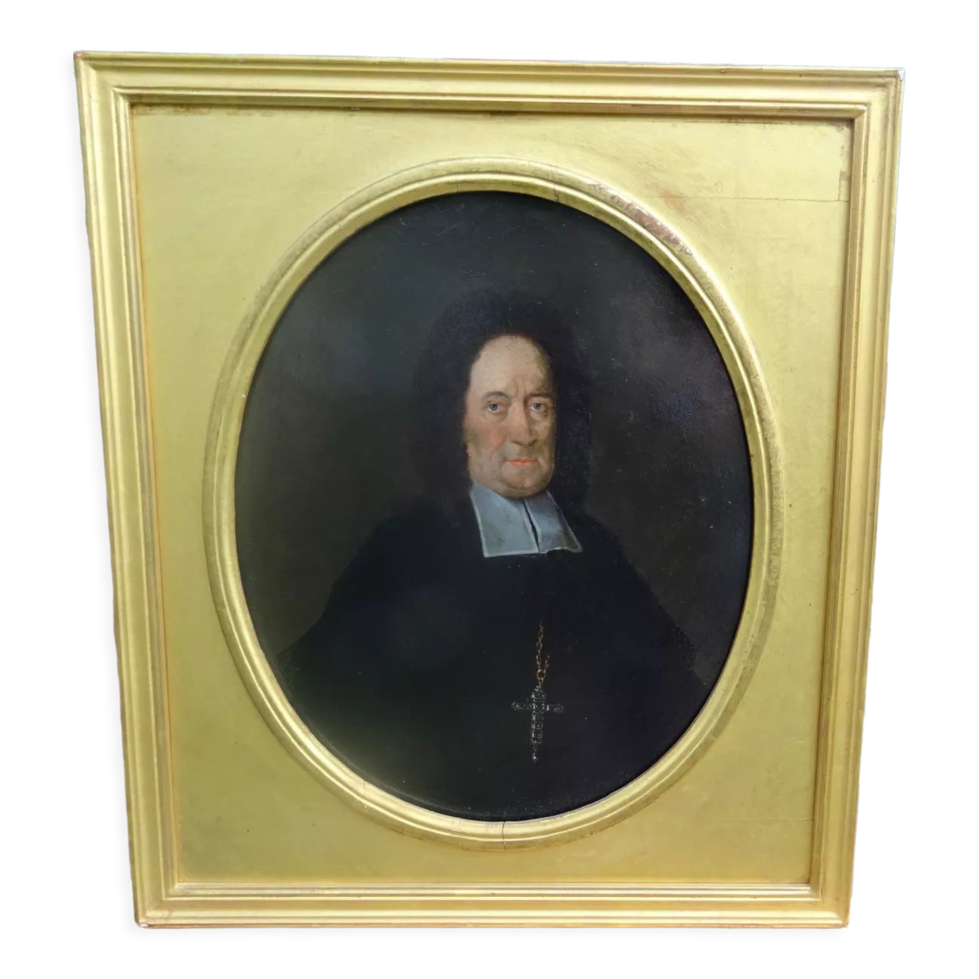 Portrait of a man prelate from the louis xiv period oil on tin end xviith century