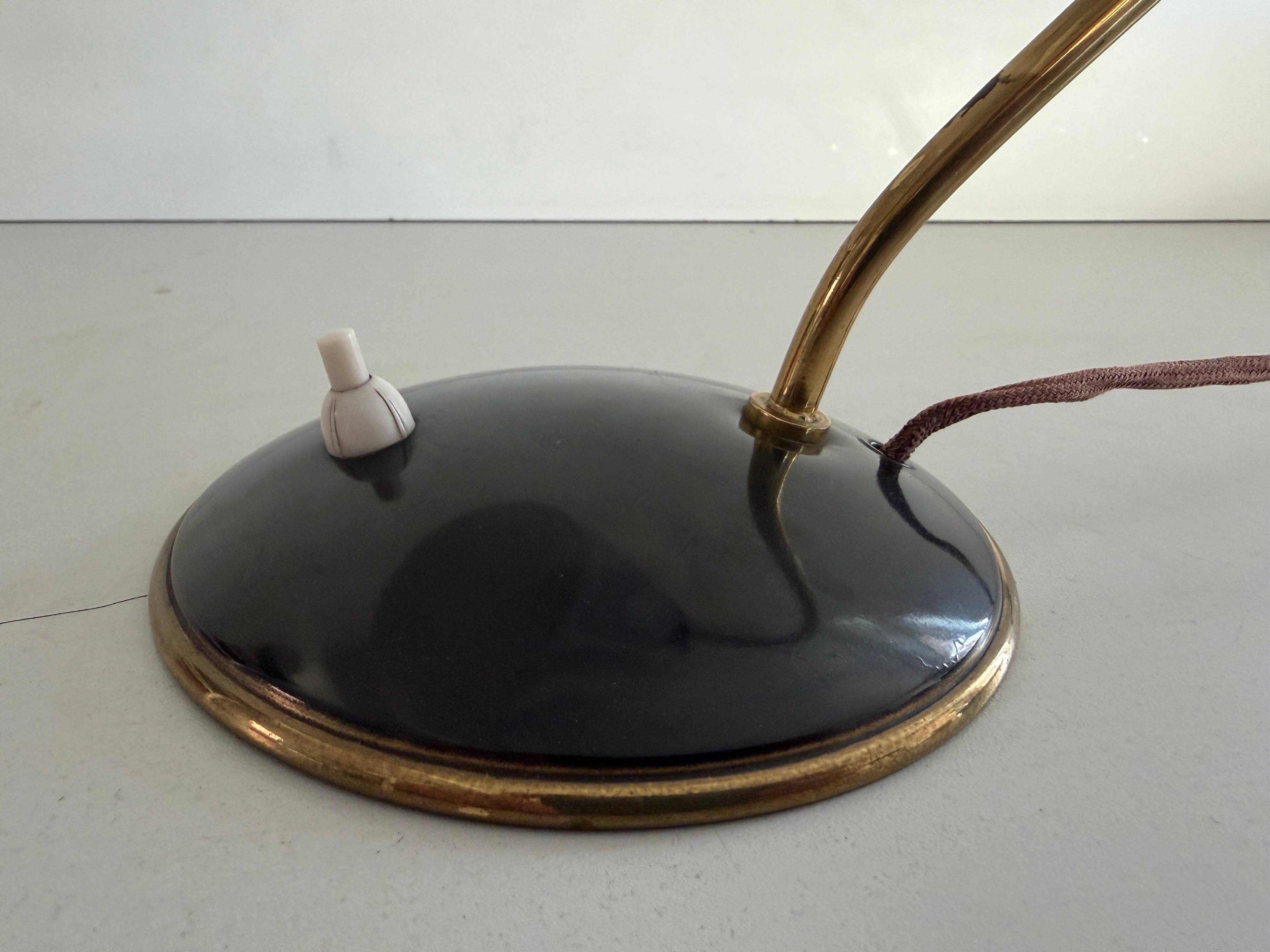 Mid-century bedside lamp in black metal and brass, 1950s, Germany
