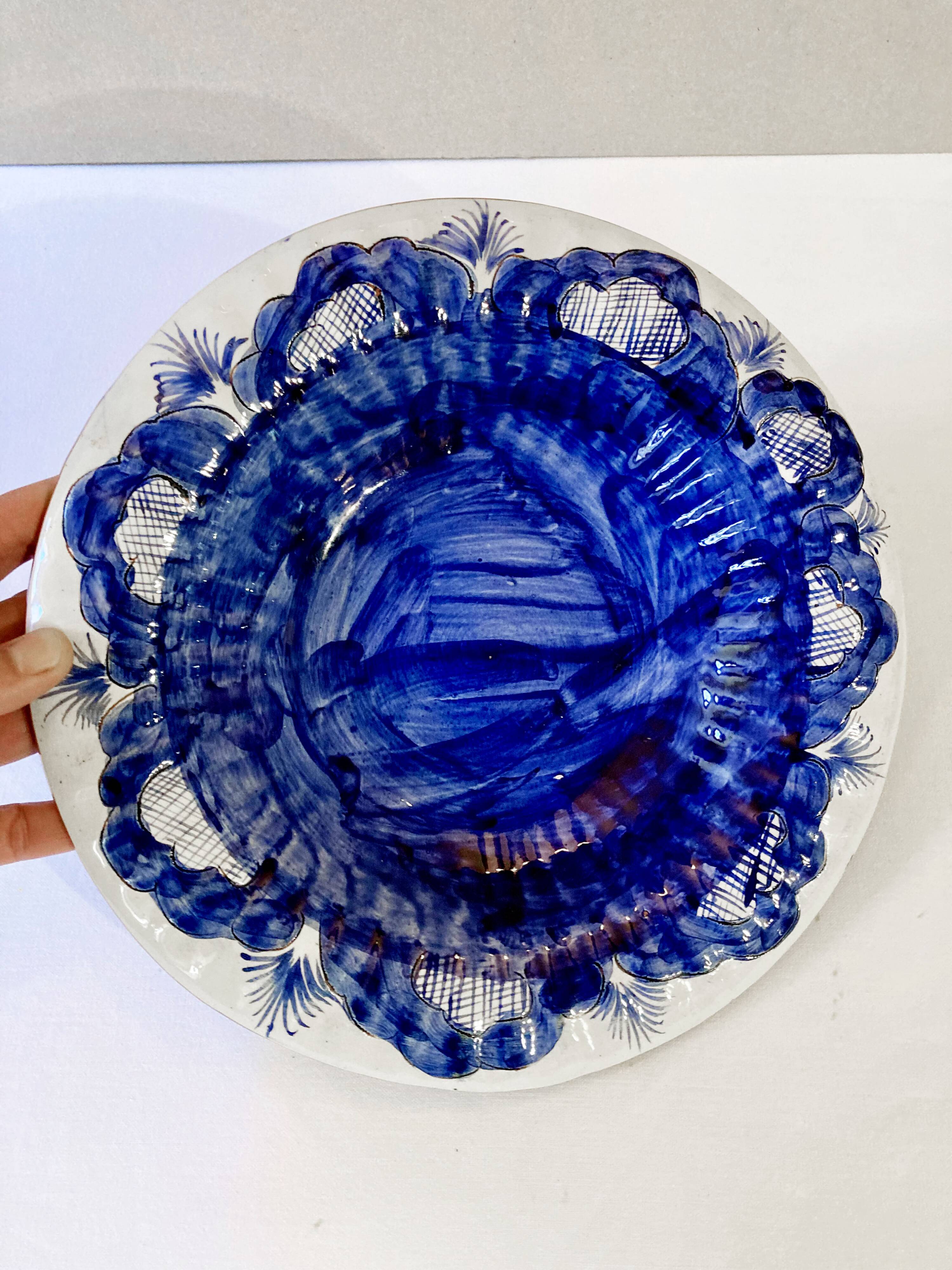 Hand-painted Portuguese ceramic dish, signed, 1993