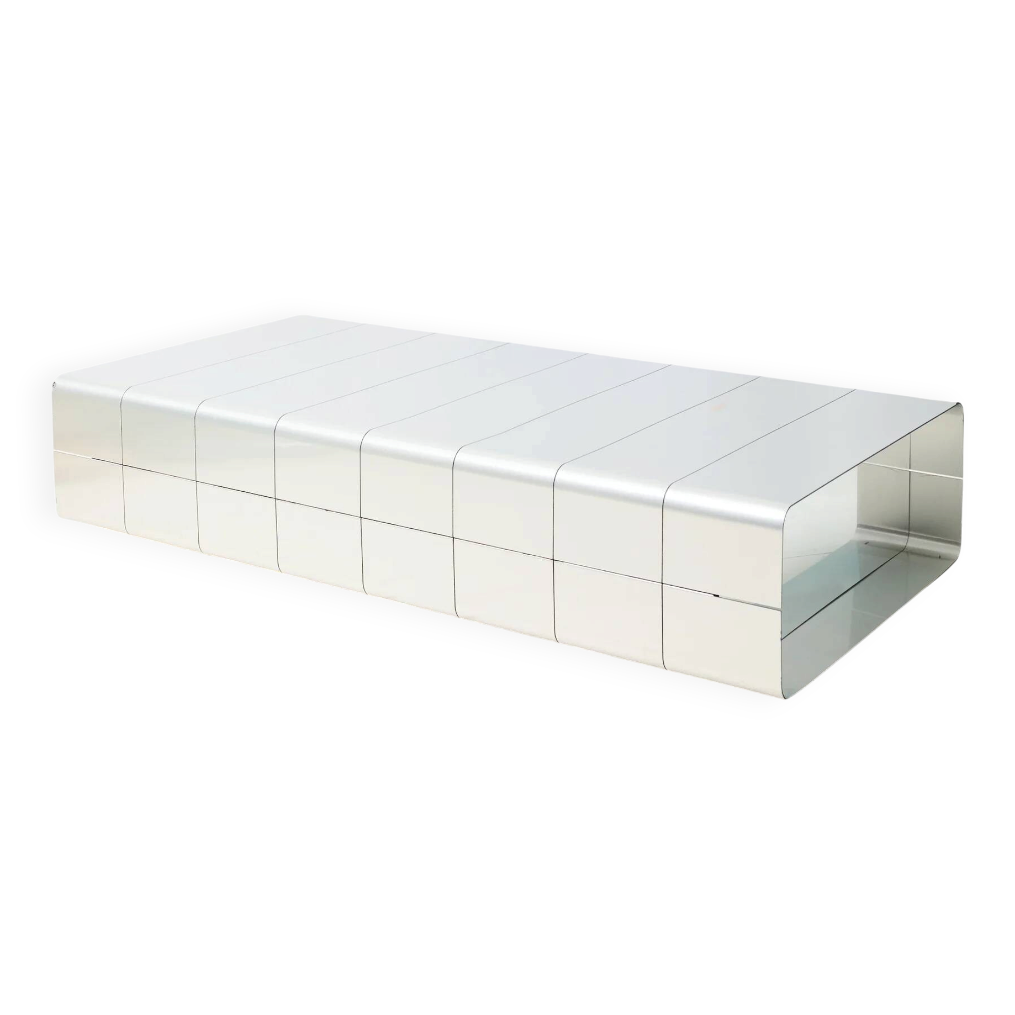 Aluminium and mirror coffee table, Roche Bobois, 1970-1980
