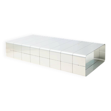 Table basse en aluminium et miroir, Roche Bobois, 1970-1980