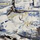 Ancient painting, winter landscape in Auvergne, signed, 20th century
