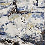 Ancient painting, winter landscape in Auvergne, signed, 20th century
