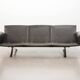 De Sede Black Leather Strap Stitched Three-Seat Sofa DS31. Switzerland, 60s