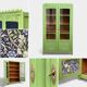 Armoire parisienne vitrée art déco 1930 kaki