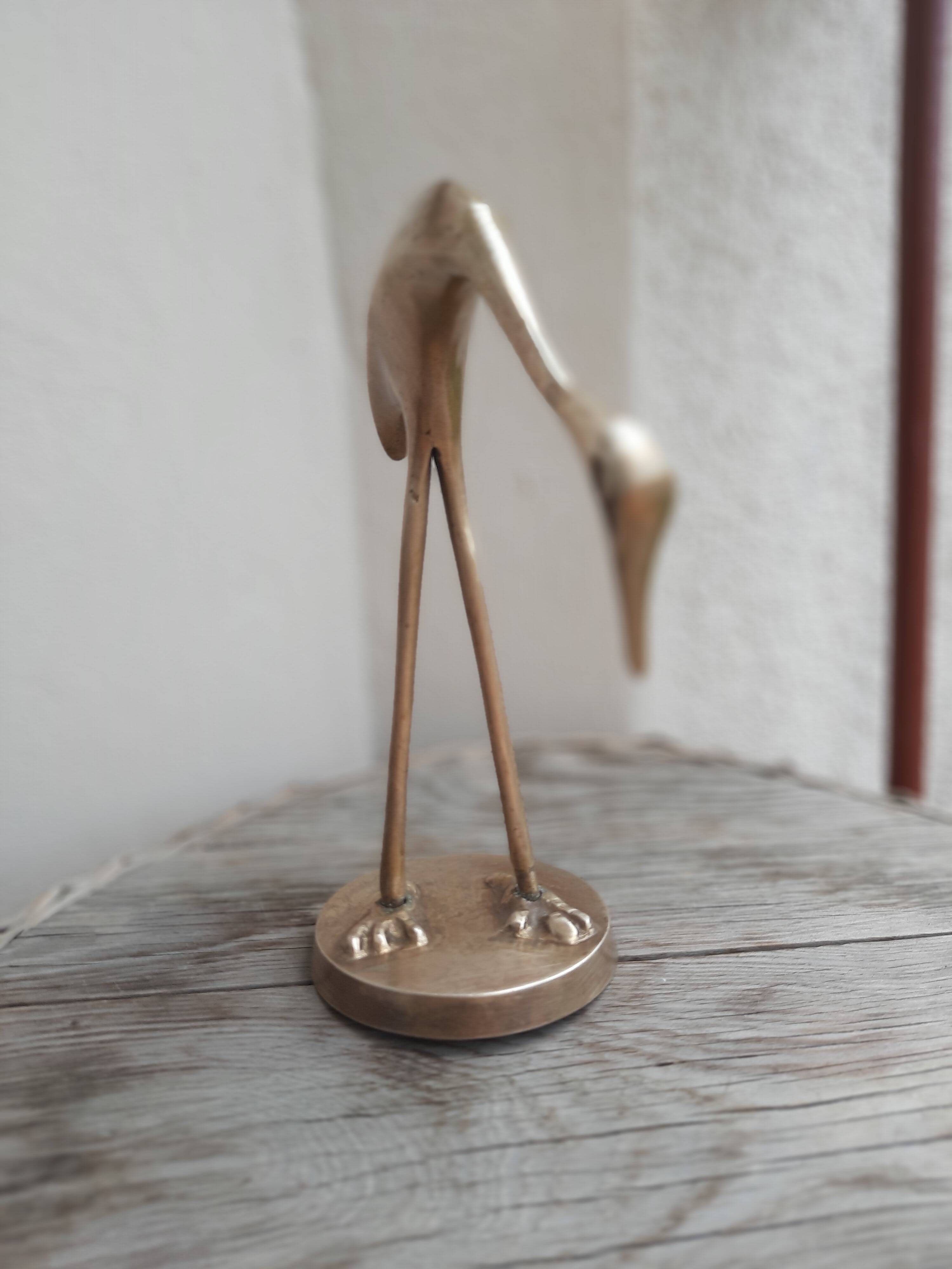 Vintage brass heron