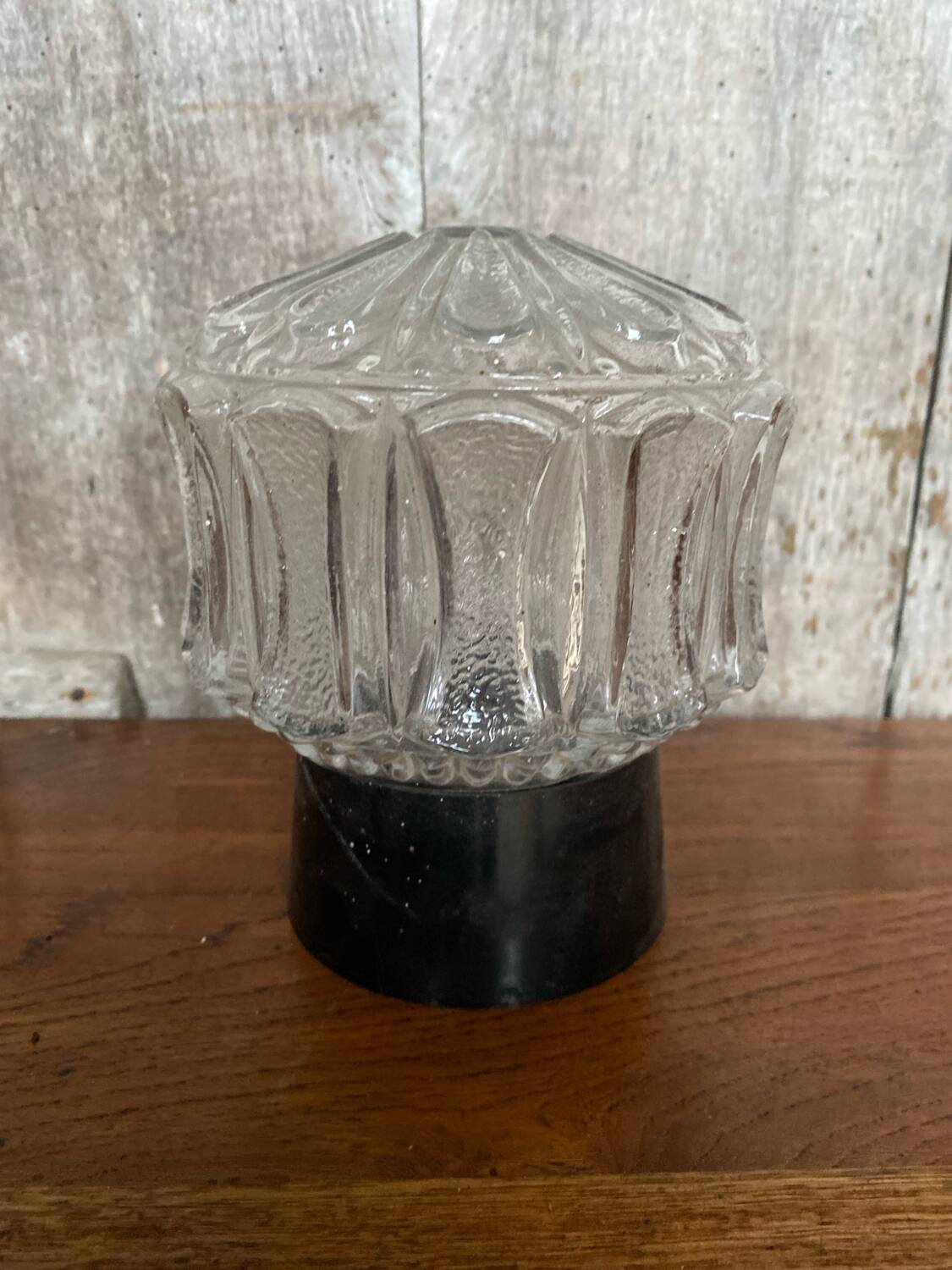 Antique Vintage Black Bakelite Mold Glass Ceiling Light