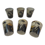 6 Ciboure stoneware liqueur goblets, Vilotte period, 6cl, h 5.8cm