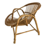 Fauteuil coquille en rotin