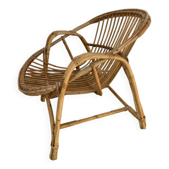 Rattan shell armchair