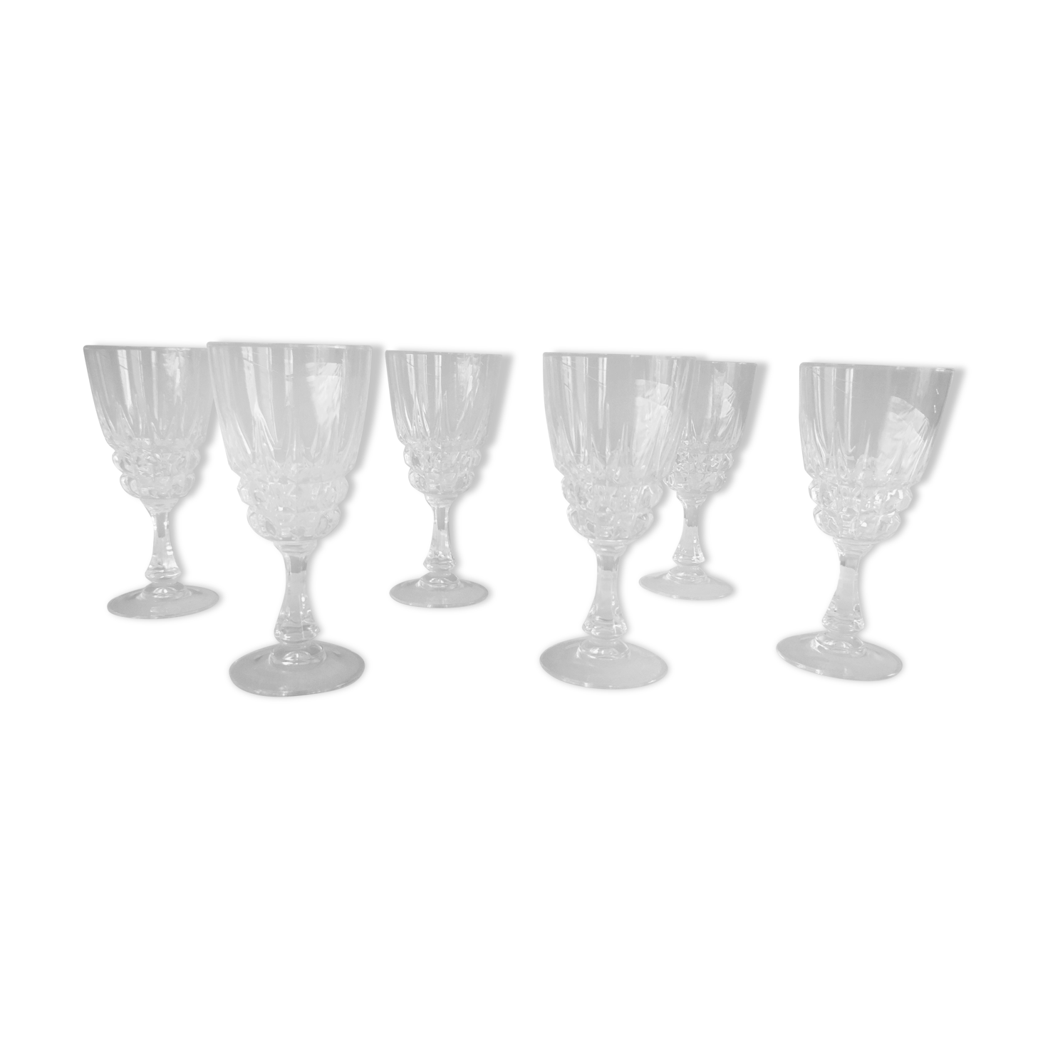 Lot 6 crystal chissed walking glasses