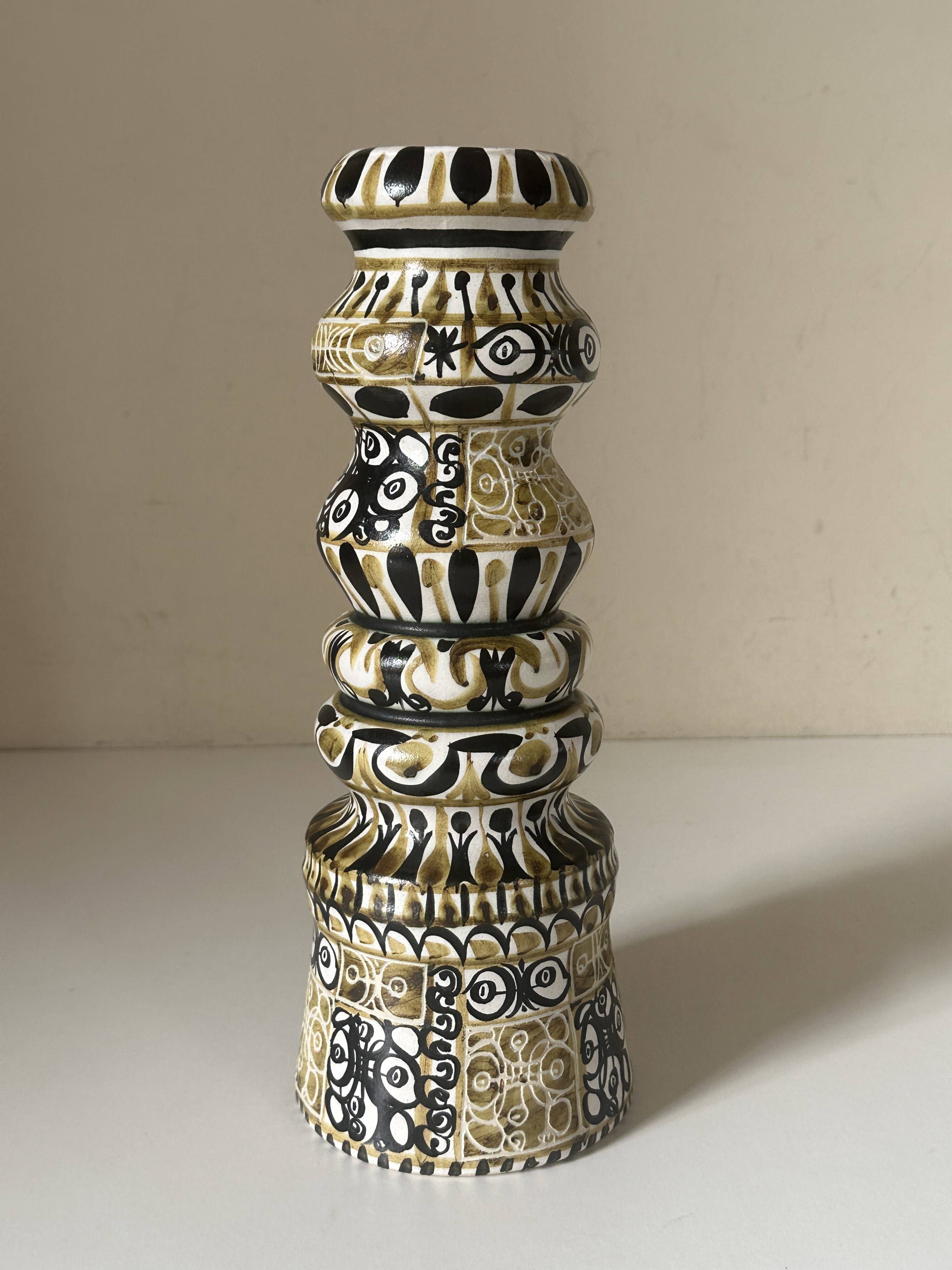 Large André Hourellou Quimper vintage candle holder