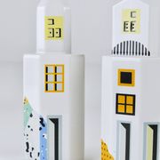 Heide Warlamis salt and pepper shakers skyscrapers postmodern, Vienna collection 1990