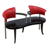 Banc post-moderne italien noir et rouge des années 1990