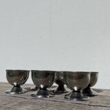 6 vintage metal egg cups 1970