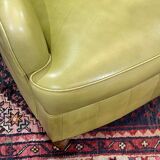 3-seater Chesterfield sofa in olive green leather