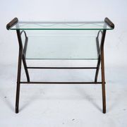 Ico Parisi Magazine Rack in Wood, Brass and Glass. Italy, 1950s