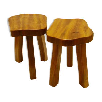 Lot of two tripods stools wooden
