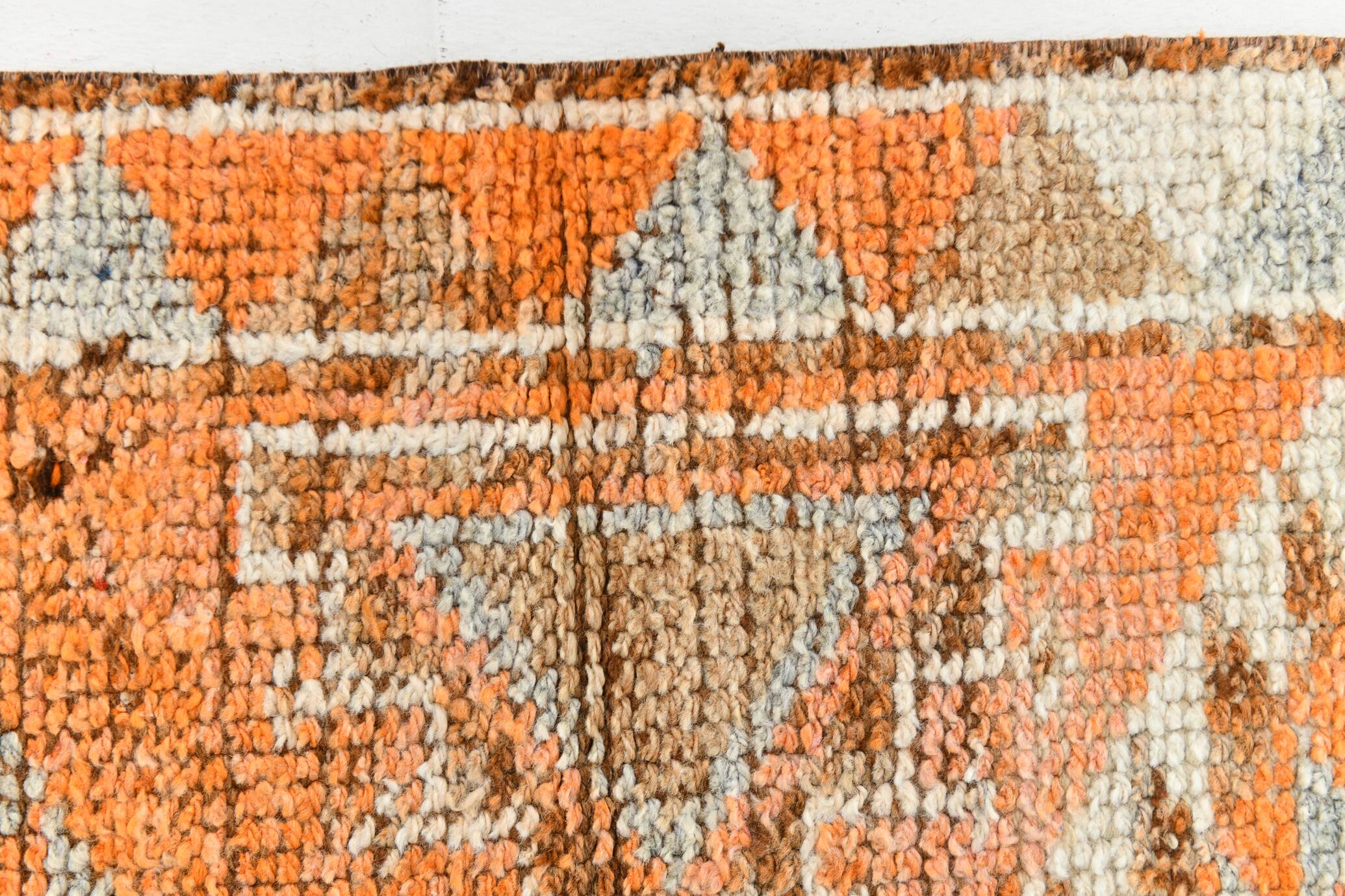 Orange & Beige Tribal Oushak Runner Rug, 88x362Cm