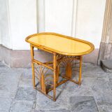 Art Deco bamboo wicker coffee table by Vivai del Sud, 1960s