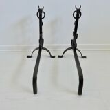 Pair of zoomorphic chenets " bull's head " 40s