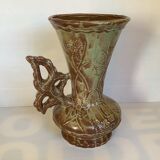 Ancien vase céramique marron vert