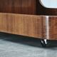 1970s Italian Modernist Wood and Smoked Glass Bar Cart