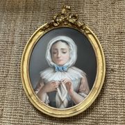Portrait of a young girl in pastel from the 19th century.