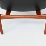 Paire de fauteuils scandinaves en teck et cuir Westnofa Norvège 1960
