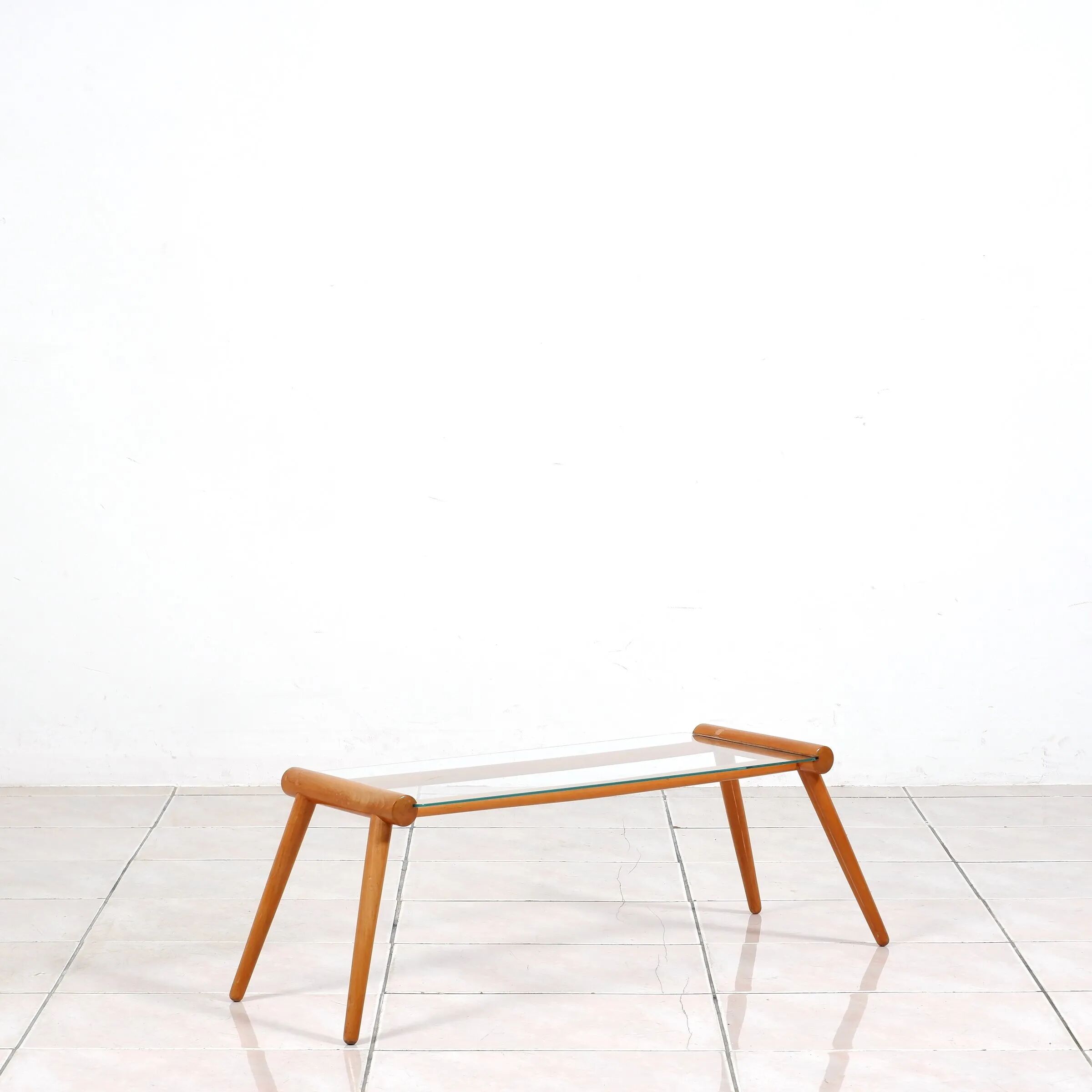 Side table by Max Kment in walnut / glass