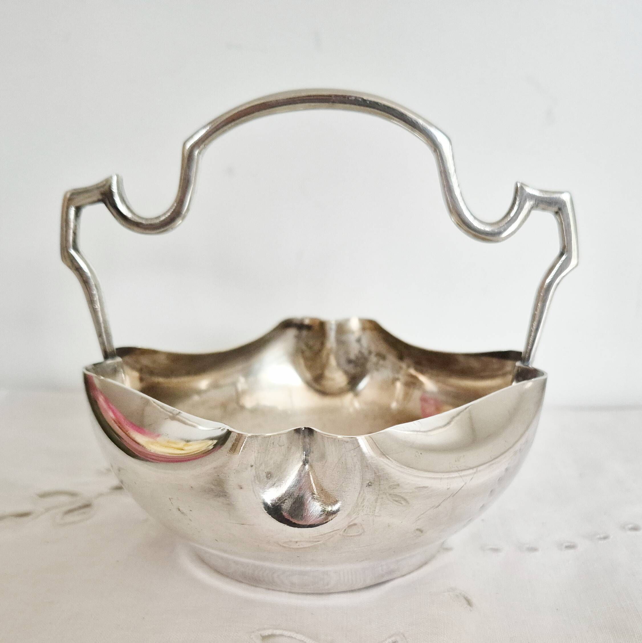 Antique silver-plated metal sugar bowl