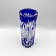 Vase japonais d'art EDO KIRIKO en cristal transparent et bleu cobalt
