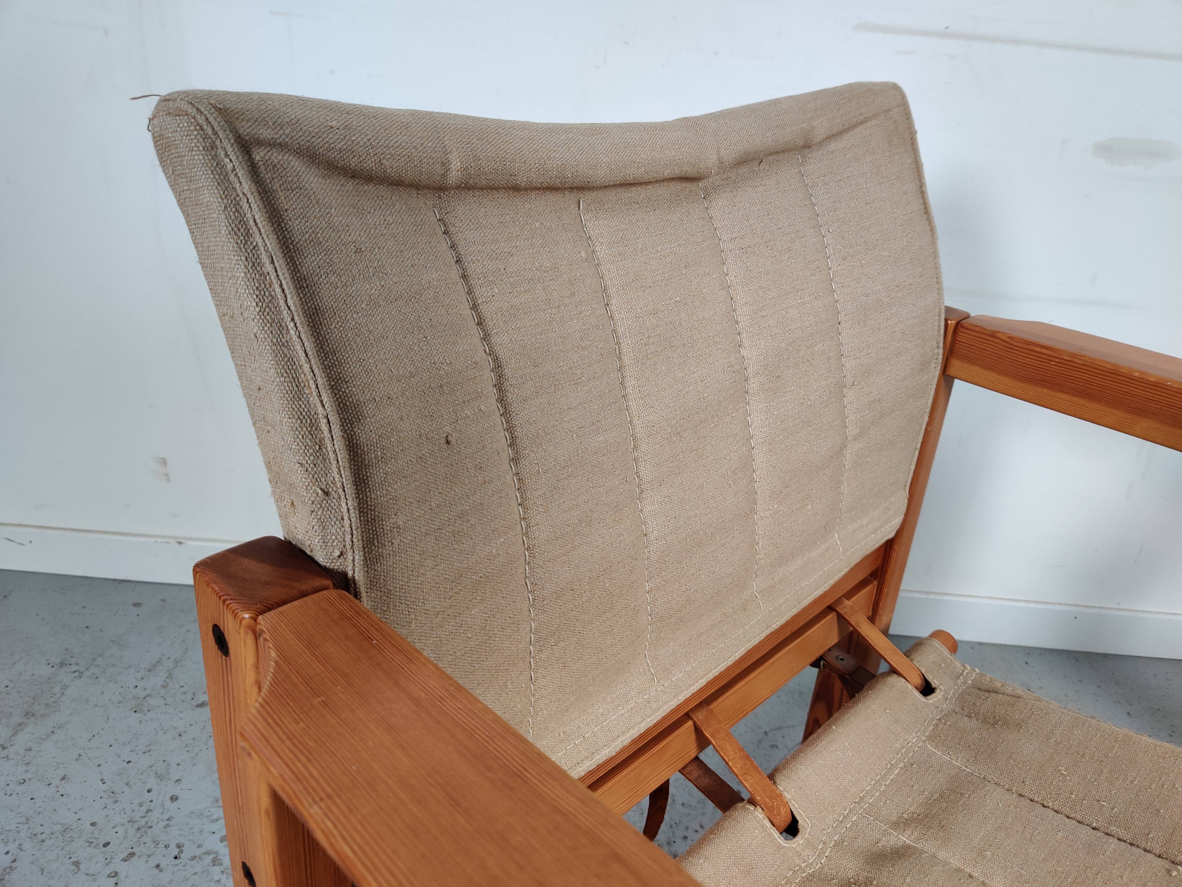 Pair of pine "safari" armchairs by Karin Mobring, 80s