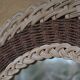Round woven rattan mirror with rope from the 1970s.