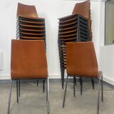Set of 33 stackable wooden chairs 70s, origin Germany.