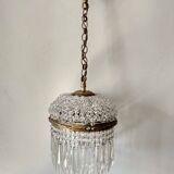 Brass hot air balloon pendant light with crystal drops