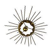 Plafonnier en forme de soleil espagnol – rayons en fer doré et ampoule exposée, années 1960