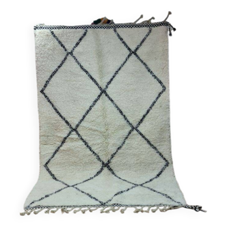 Tapis Béni Ourain Authentique 250x150 cm - Motifs Diamants Noirs et Blancs