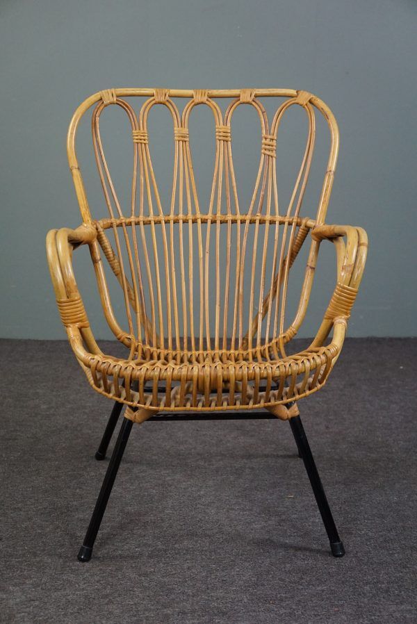 Fauteuil en rotin Dutch Design 1960
