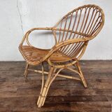Bohemian armchair shabby chic rattan 1950