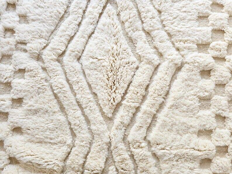 White handmade wool rug
