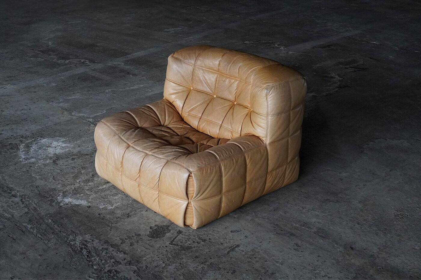 Kashima Lounge Chairs in Tan Leather by Michel Ducaroy for Ligne Roset, 1980s, Set of 2