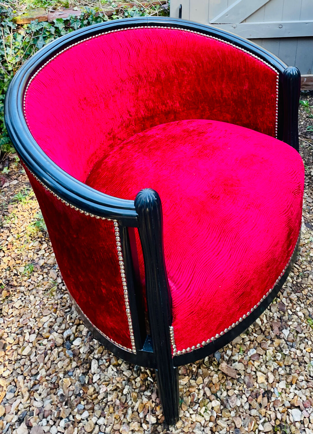 Pair of "barrel" armchairs