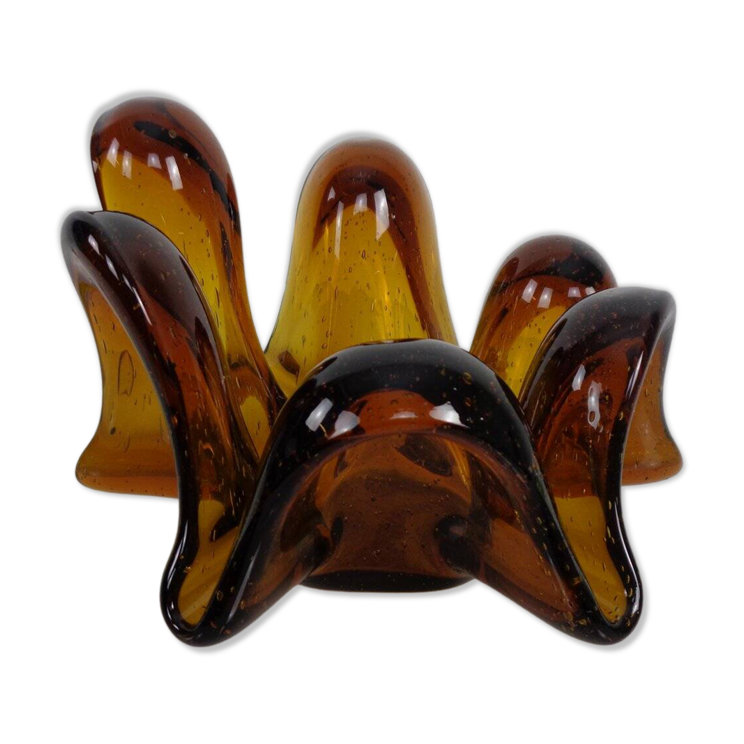 Large Murano amber glass bowl, Italy, 1960s