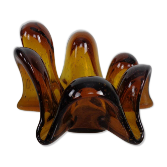 Large Murano amber glass bowl, Italy, 1960s